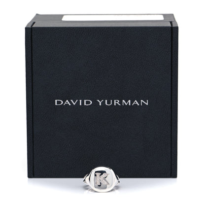 David Yurman Sterling Silver Diamond 14mm Initial K Pinky Ring 48 4.5 10 of 10