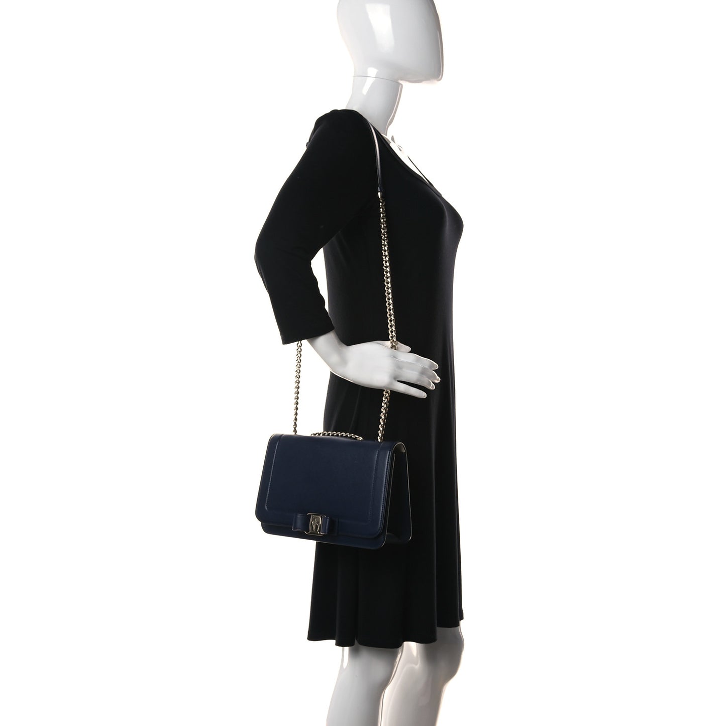 Smooth Calfskin Vara Bow Chain Flap Crossbody Blue