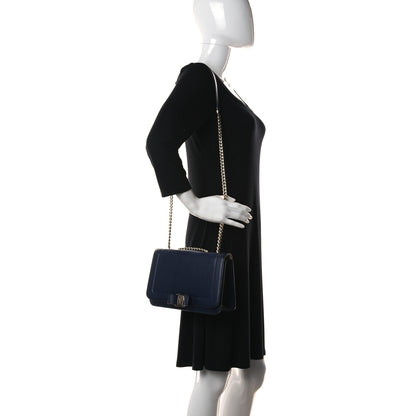 Salvatore Ferragamo Smooth Calfskin Vara Bow Chain Flap Crossbody Blue 2 of 10