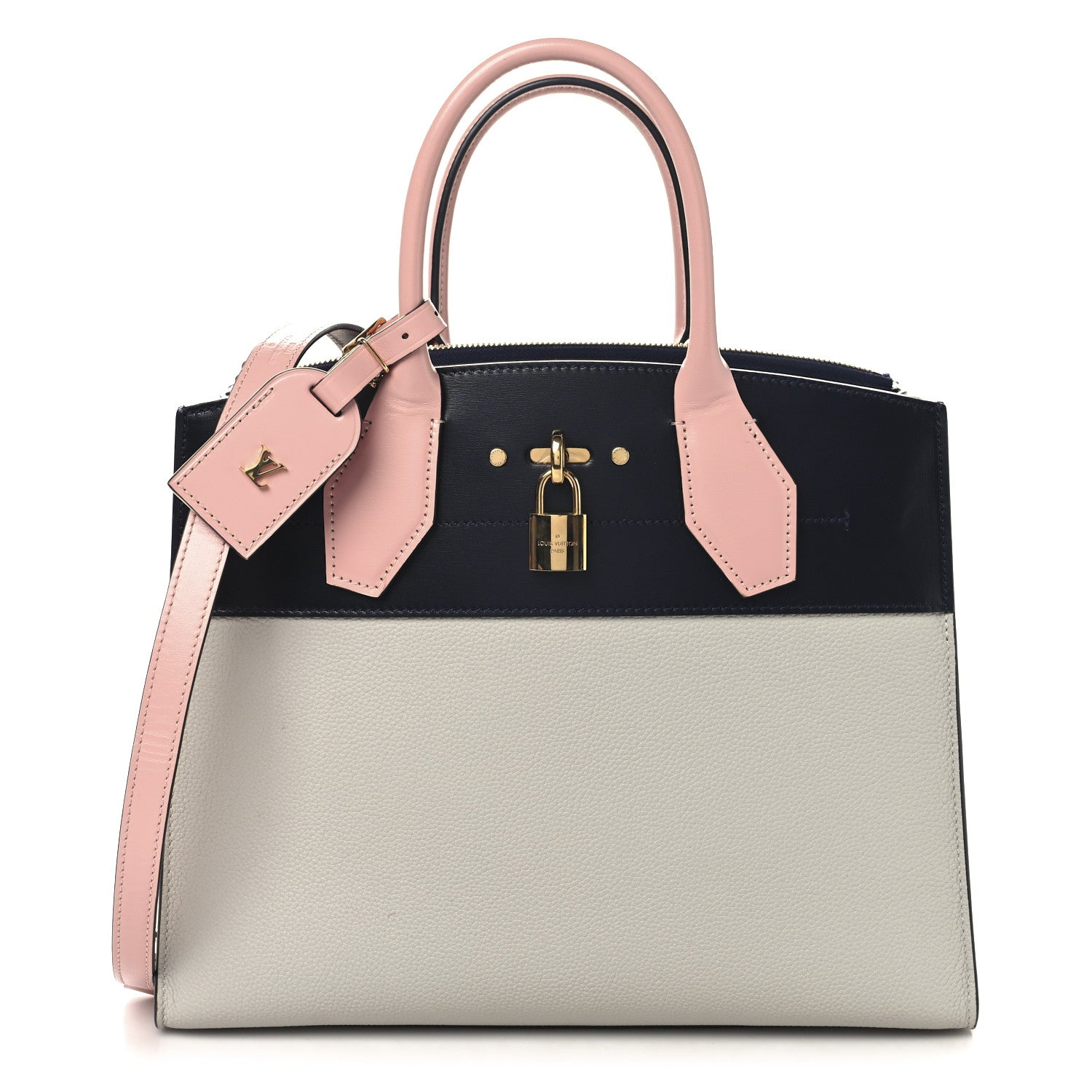 Louis Vuitton Calfskin City Steamer MM Gris Antartica Navy Rose Doux 1 of 12
