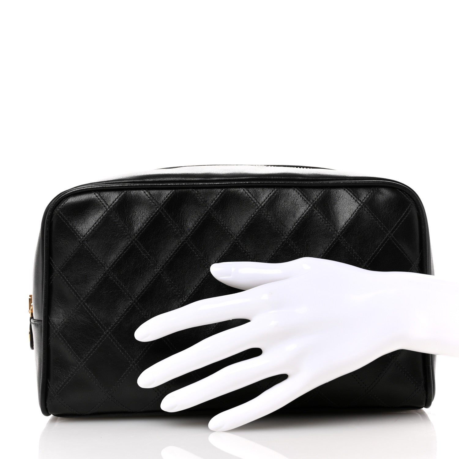 Chanel Lambskin Diamond Stitch Cosmetic Case Black 2 of 9