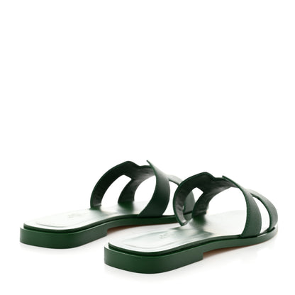 Hermes Epsom Oran Sandals 37 Vert Cactus 4 of 9