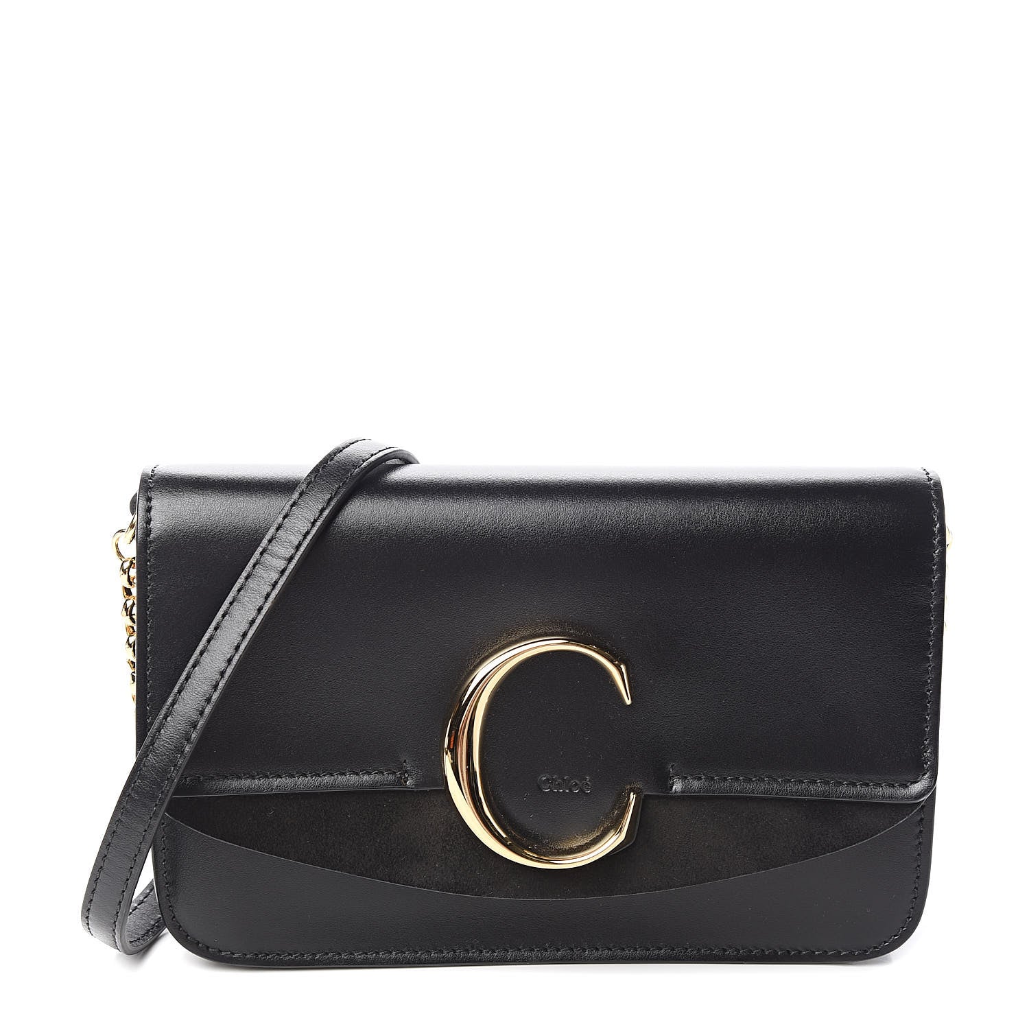 Chloe Calfskin Suede C Clutch With Chain Black 1 of 10