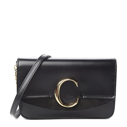 Chloe Calfskin Suede C Clutch With Chain Black 1 of 10