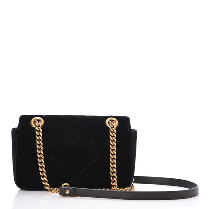 Gucci Velvet Matelasse Mini GG Marmont Shoulder Bag Black 11 of 11