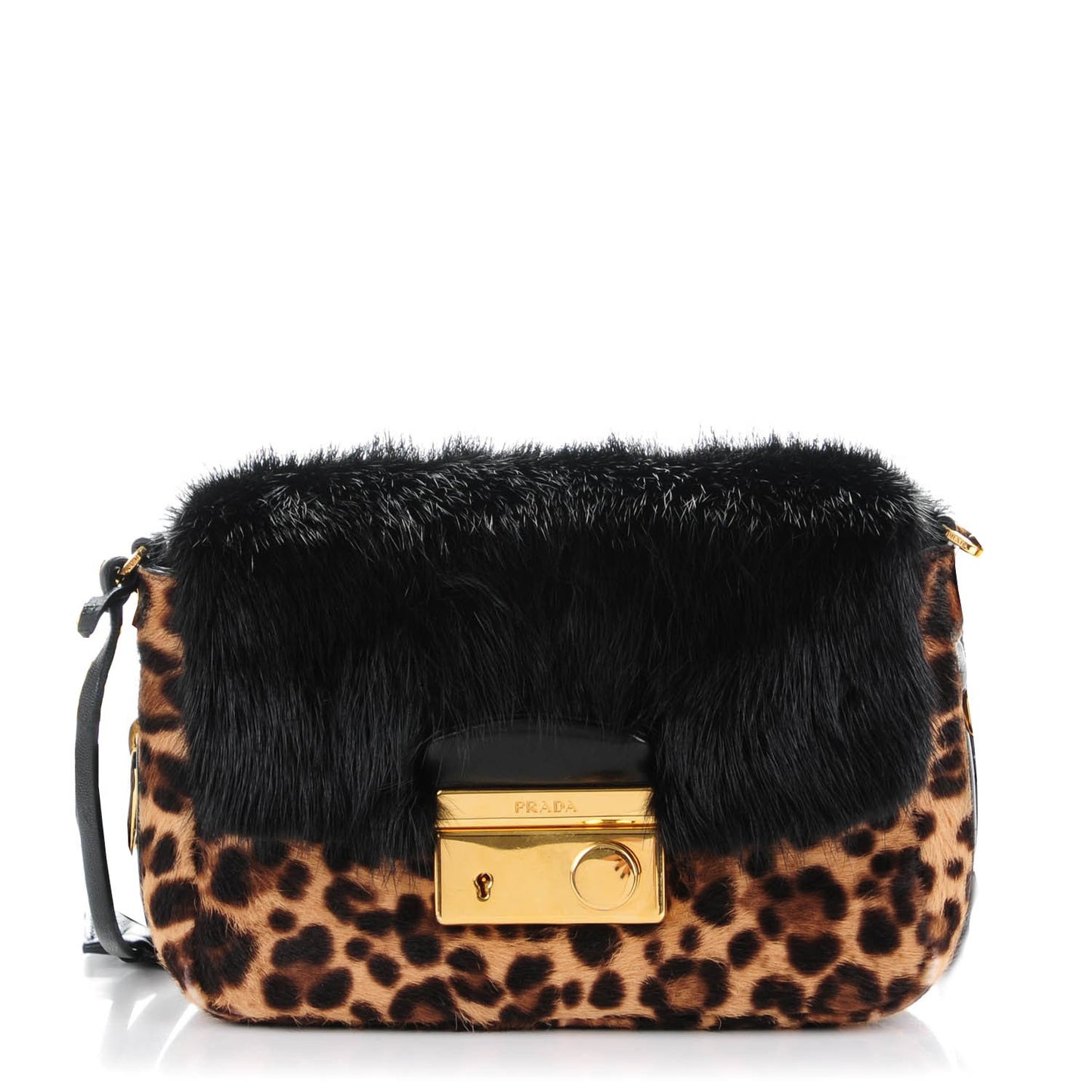 Calf Hair Mink Fur Leopard Print Crossbody Bag Miele Moro