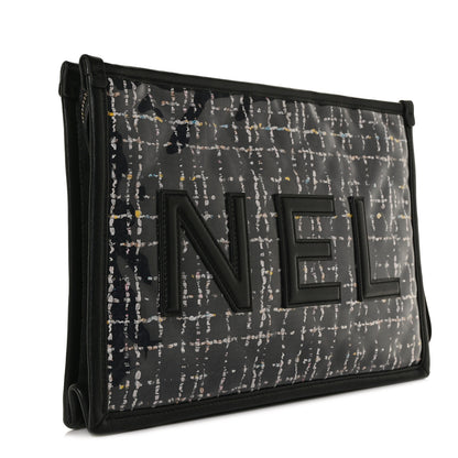 Chanel Tweed PVC Lambskin Large Pouch Black 3 of 9