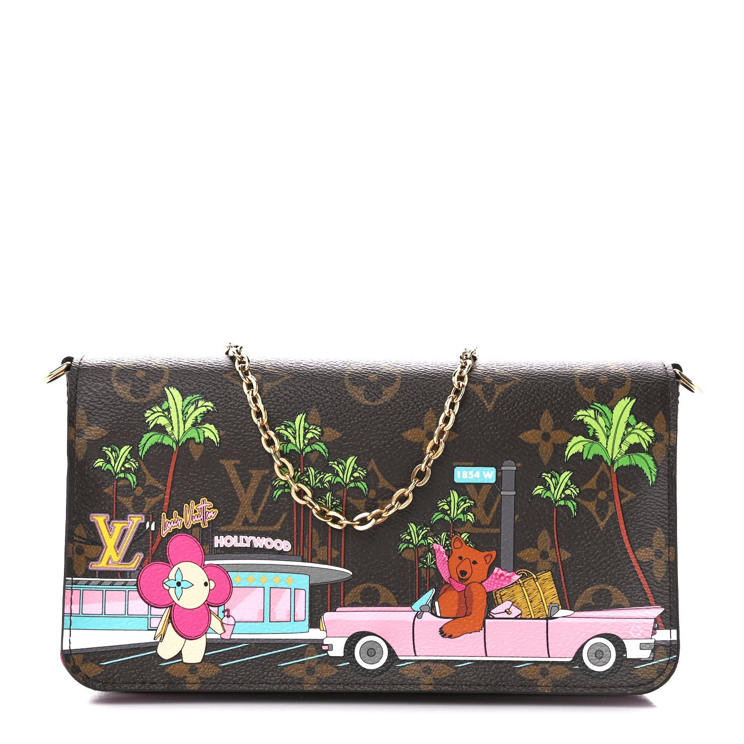 Louis Vuitton Monogram 2021 Christmas Animation Hollywood Pochette Felicie Chain Wallet Fuchsia 3 of 14