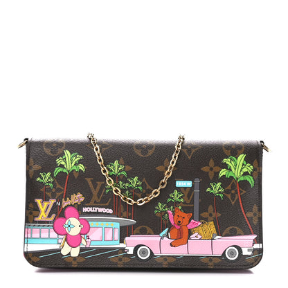 Louis Vuitton Monogram 2021 Christmas Animation Hollywood Pochette Felicie Chain Wallet Fuchsia 3 of 14