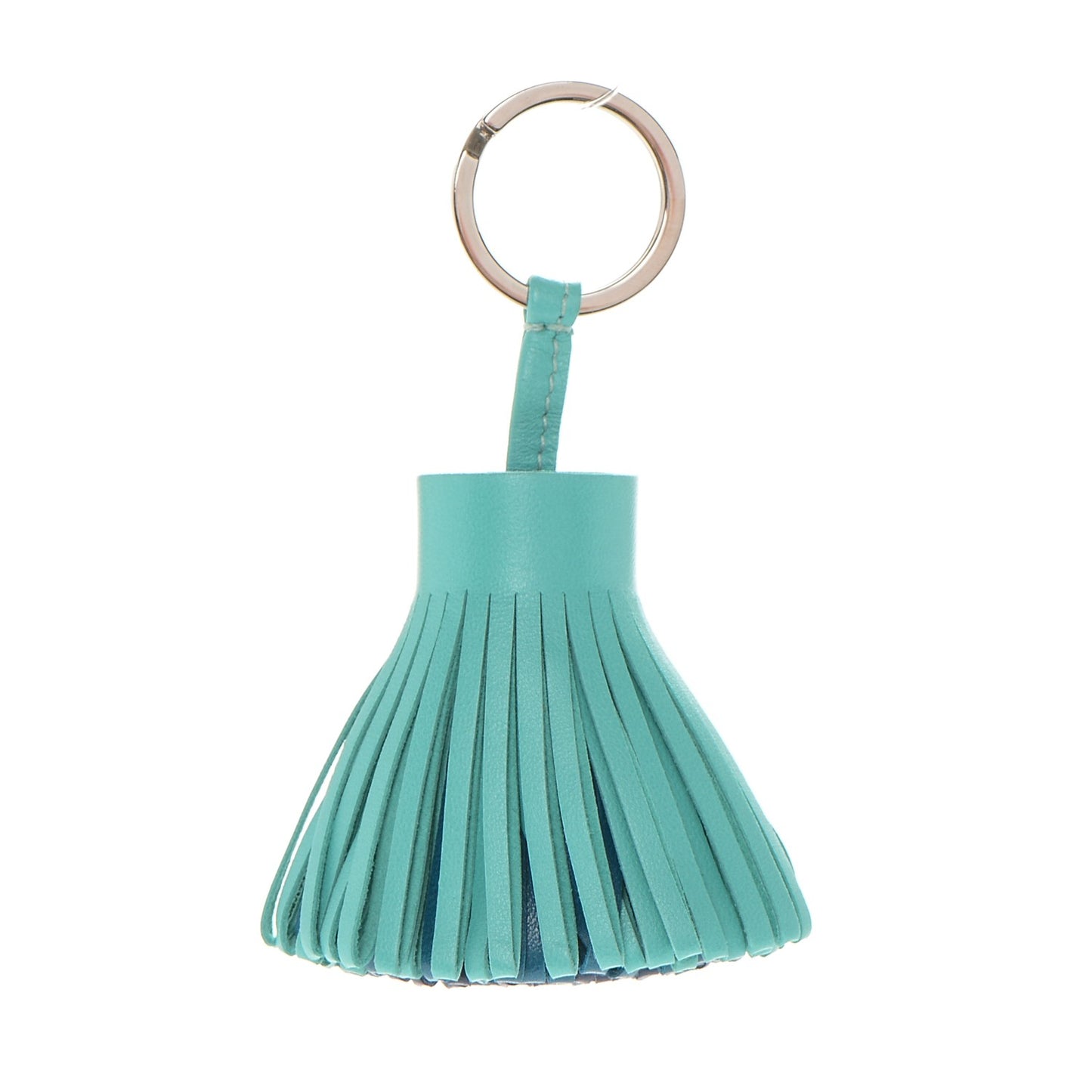 Lambskin Tri-Color Carmen Tassel Key Holder Bleu Lagoon Bleu Izmir Bleu De Malte