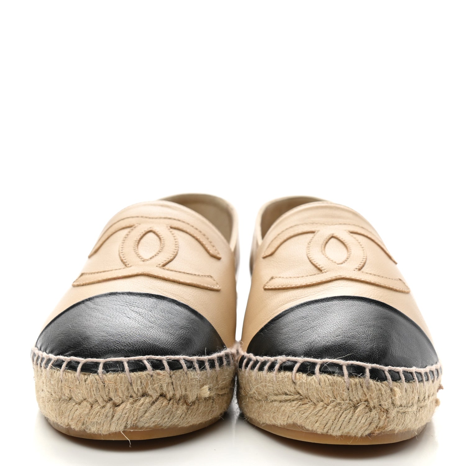 Chanel Lambskin CC Espadrilles 39 Beige Black 2 of 10