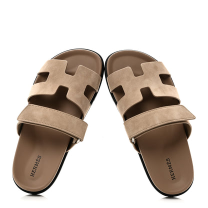 Hermes Suede Goatskin Womens Chypre Sandals 38 Beige Sable 2 of 10