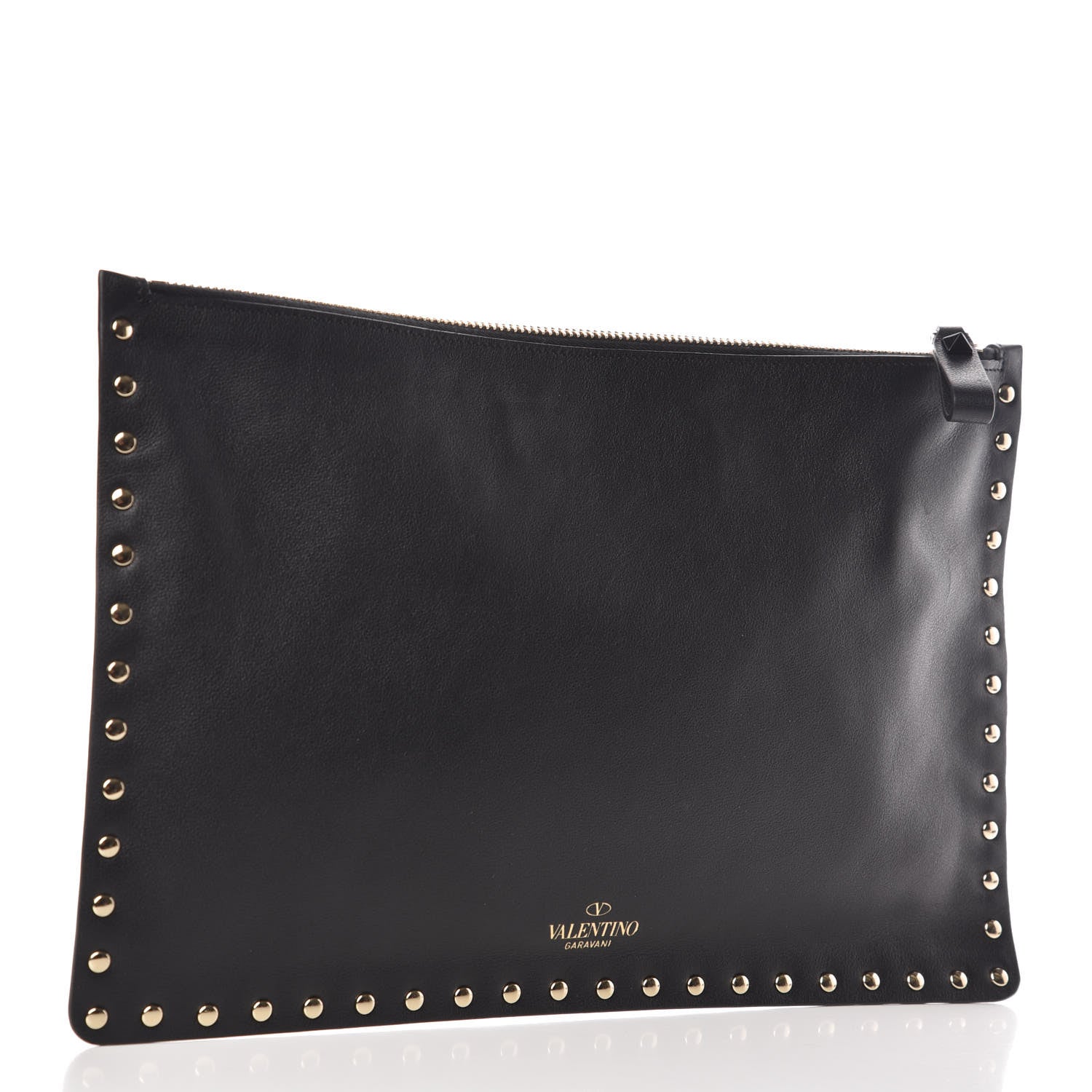 Valentino Garavani Vitello Large Rockstud Zip Pouch Black 3 of 7