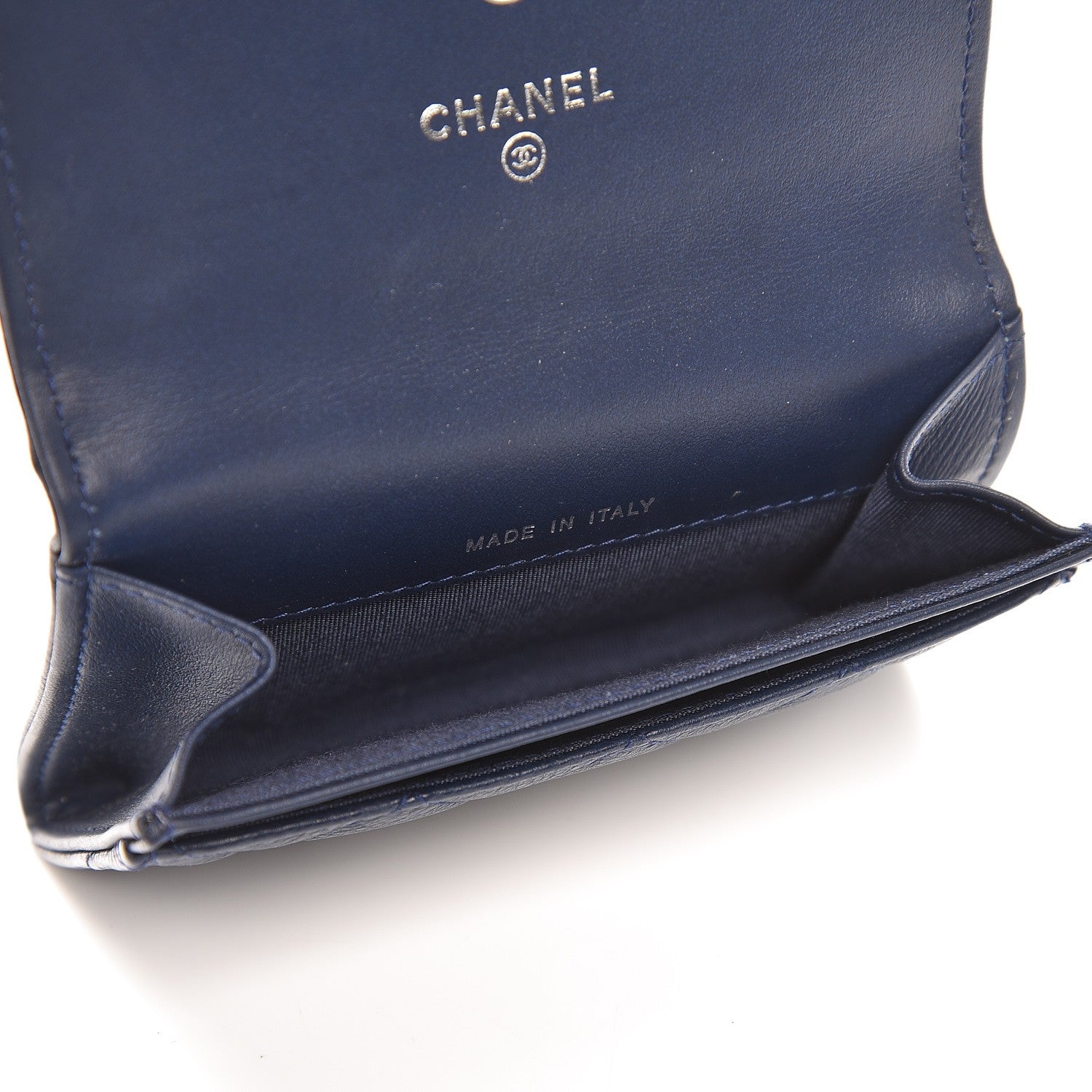 Chanel Grained Calfskin Quilted Boy Card Holder Wallet Dark Blue 5 of 7