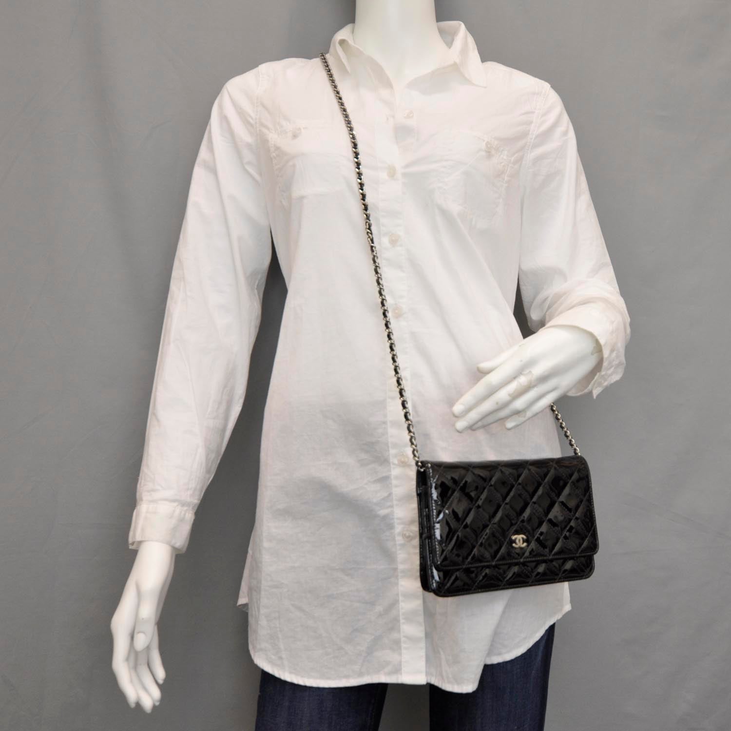 Chanel Patent Wallet On Chain WOC Black 2 of 11
