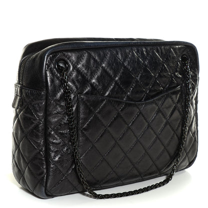 Chanel Metallic Aged Calfskin Quilted Large Reissue Camera Case Black 3 of 8