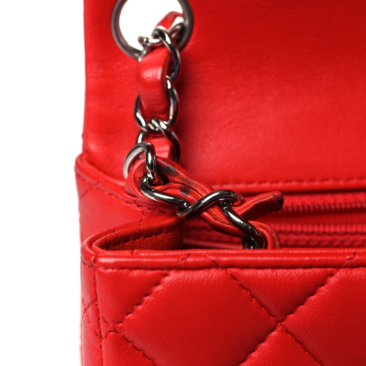 Lambskin Quilted Mini Square Flap Red