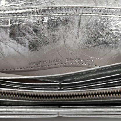 Christian Dior Metallic Crinkled Lambskin Diorama Croisiere Chain Wallet Silver 7 of 13