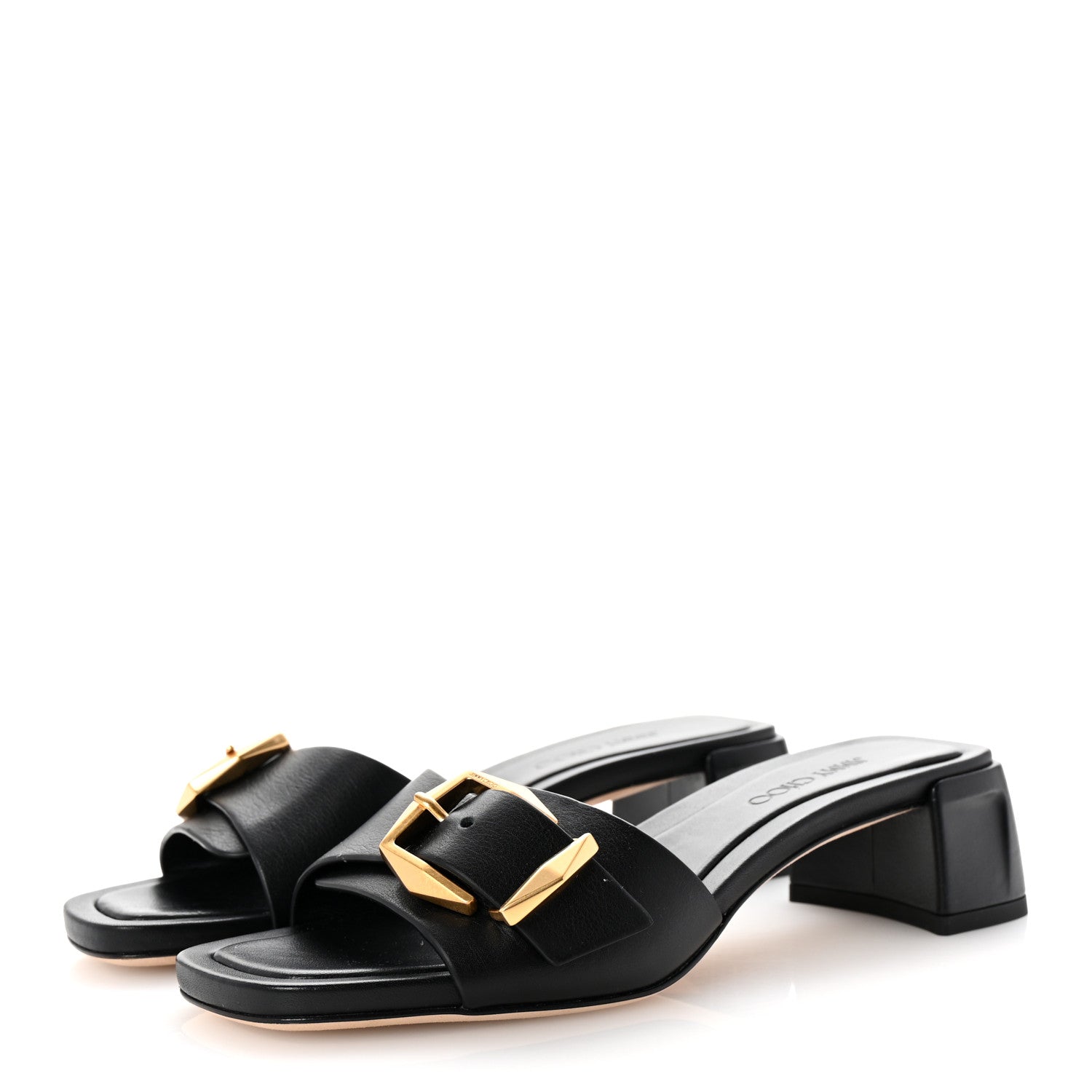 Jimmy Choo Smooth Calfskin Hawke 40 Mule Sandals 35.5 Black 4 of 9