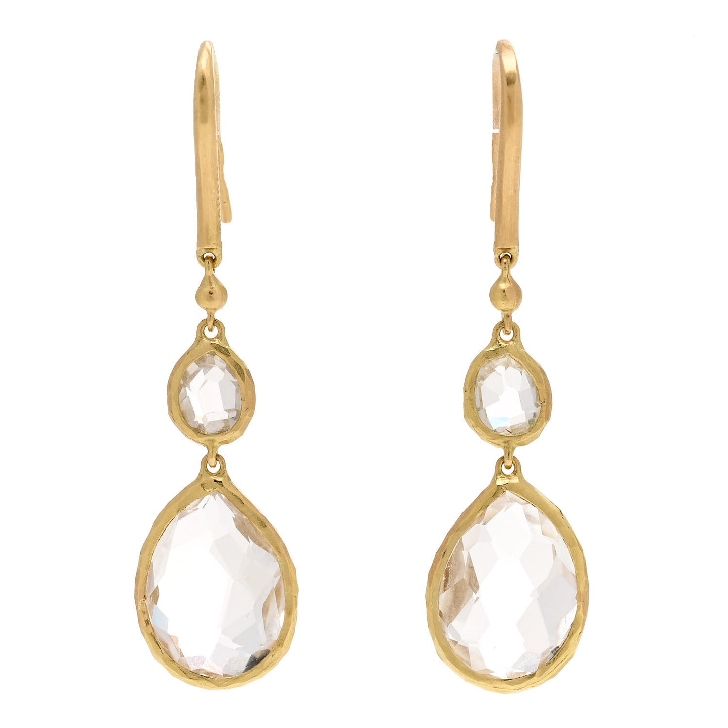18K Yellow Gold Quartz Drop Earrings
