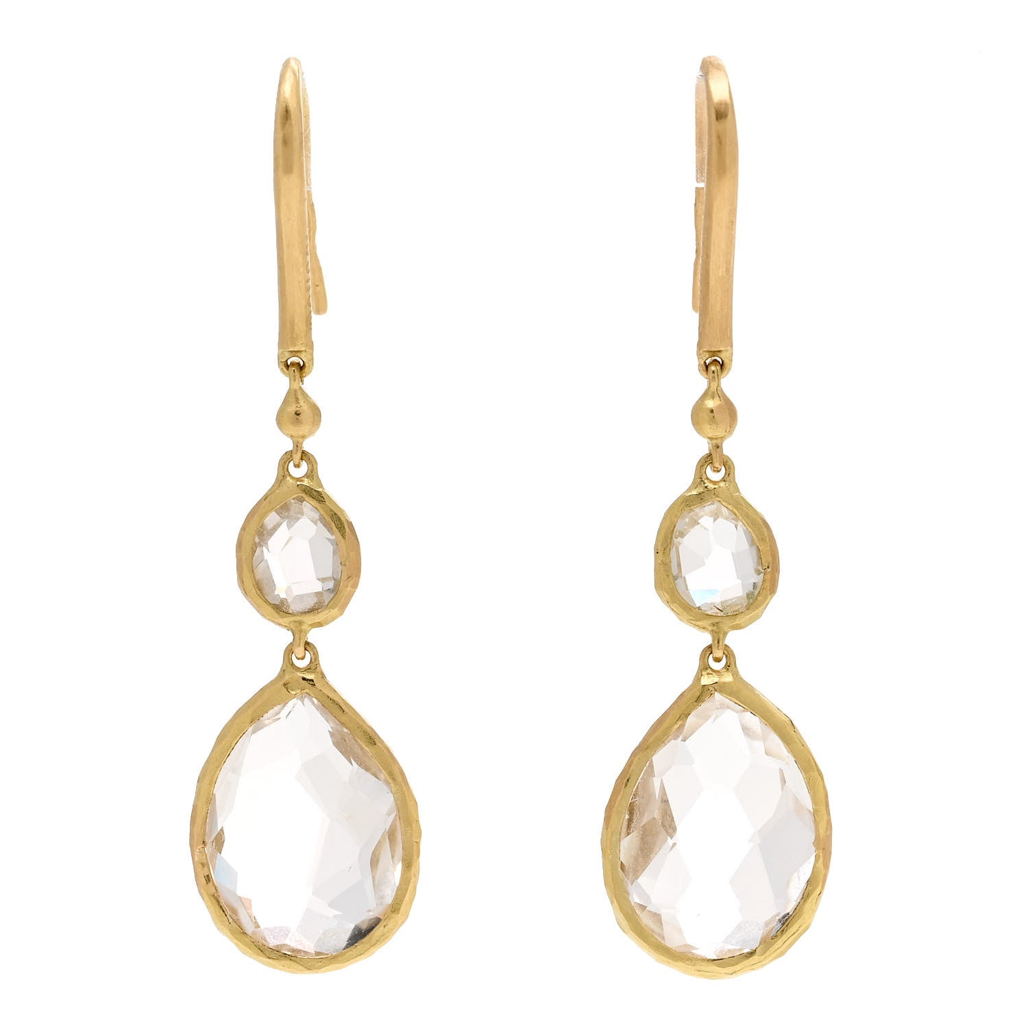 Gucci 18K Yellow Gold Quartz Drop Earrings 1 of 4