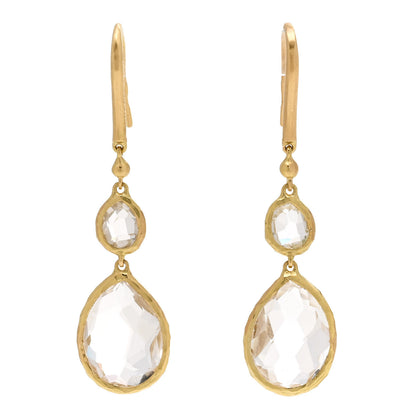 Gucci 18K Yellow Gold Quartz Drop Earrings 1 of 4