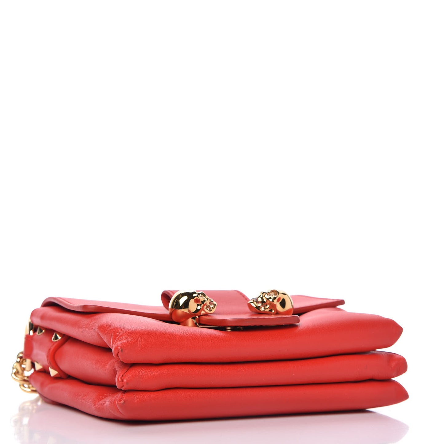Calfskin Small Twin Skull Chain Crossbody Red