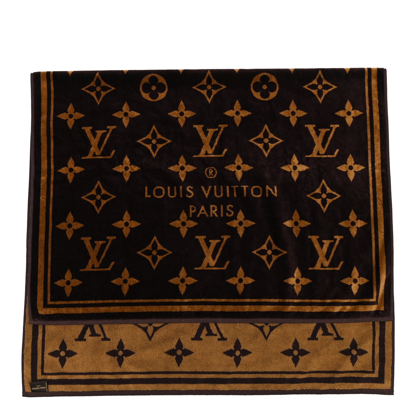 Cotton Monogram Classic Beach Towel Brown