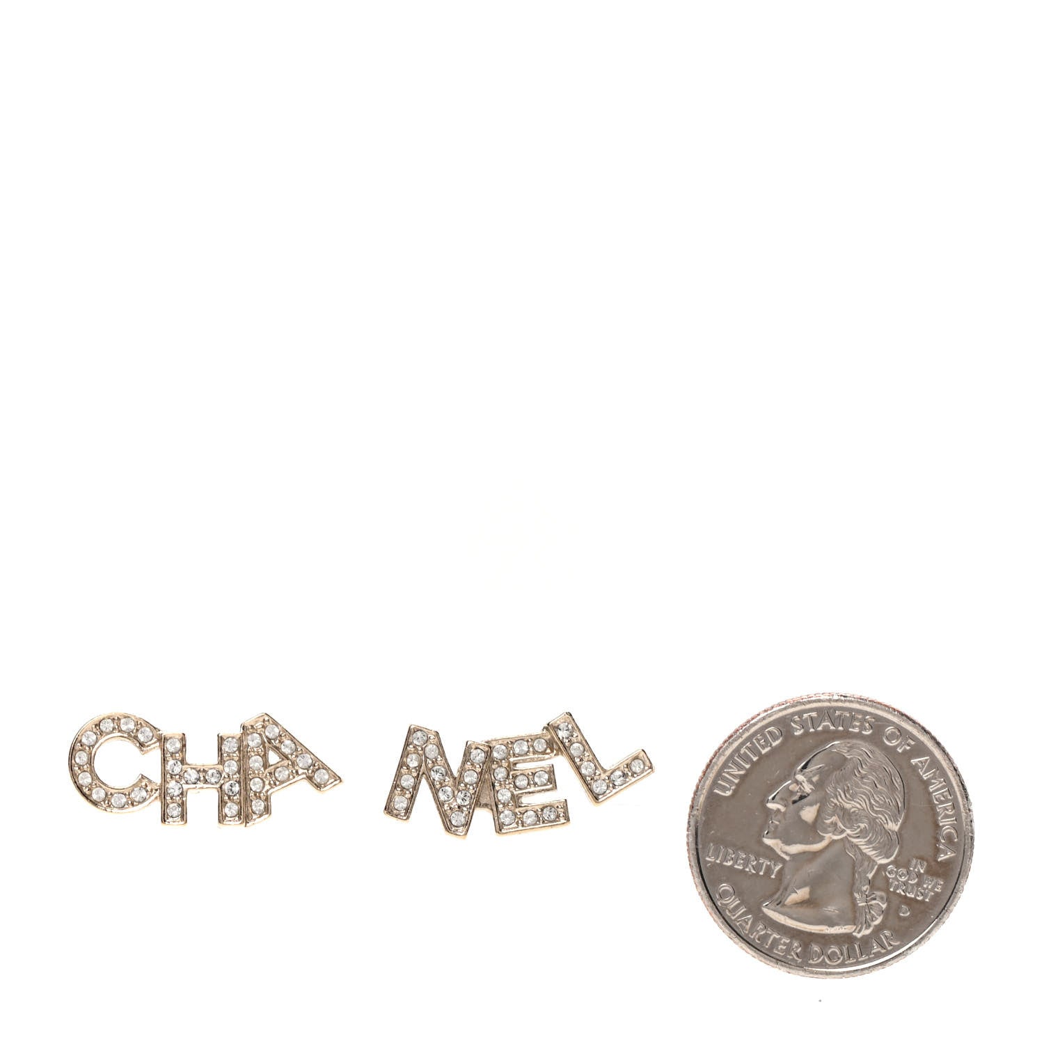 Chanel Crystal Pearl Signature Stud Earrings Gold 2 of 5
