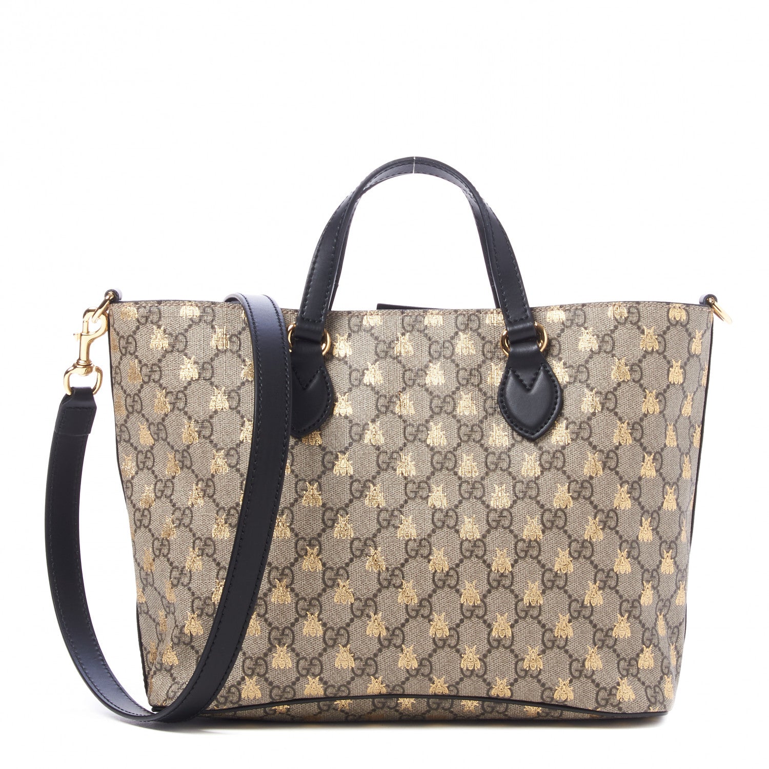 Gucci Soft GG Supreme Monogram Bees Small Crossbody Tote Beige Oro Black 1 of 8