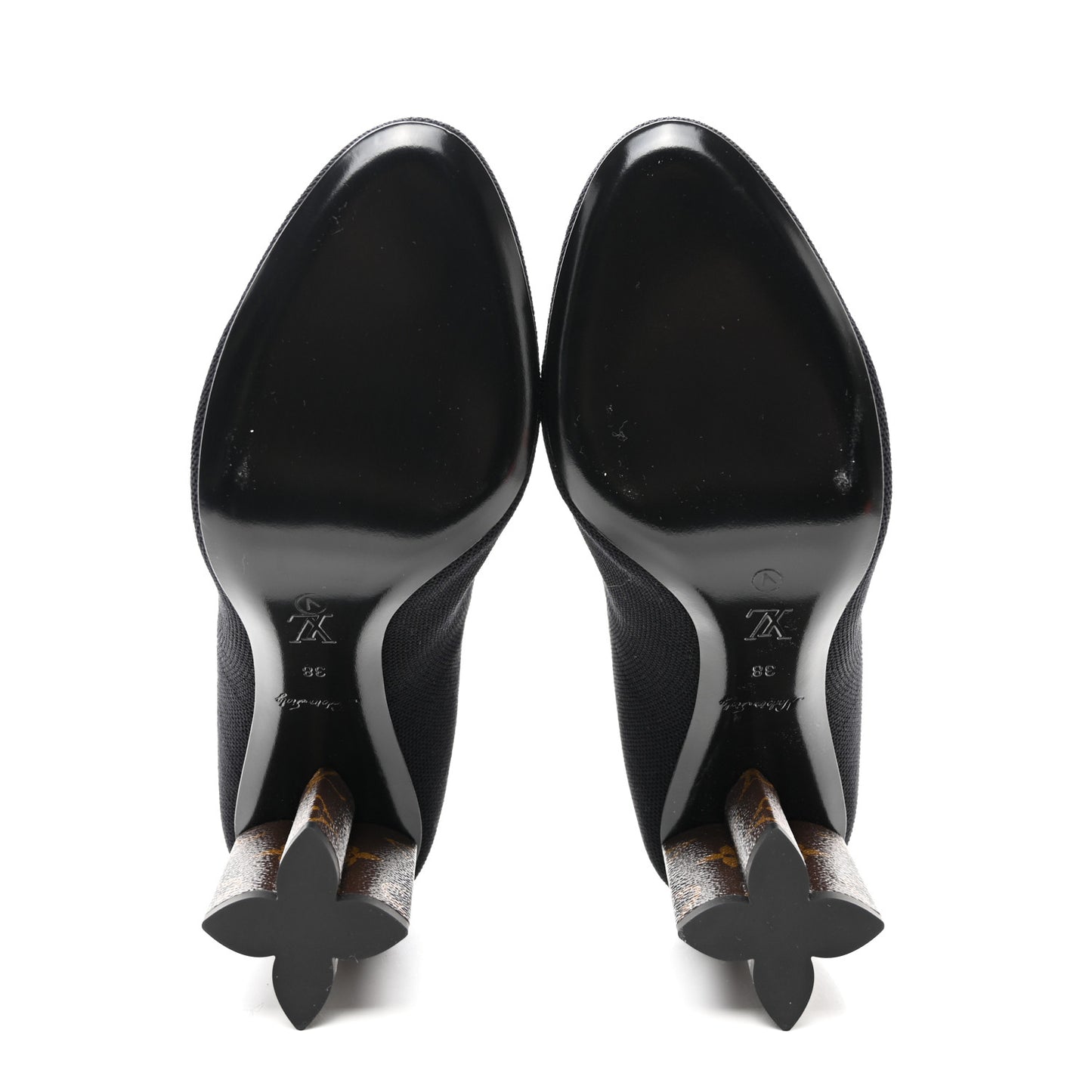 Monogram Stretch Fabric Silhouette Ankle Boots 38 Black