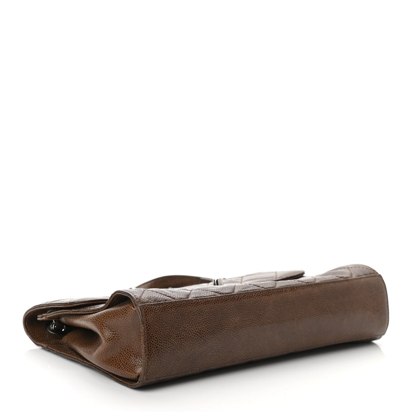 Crumpled Grained Calfskin Medium CC Crave Flap Brown