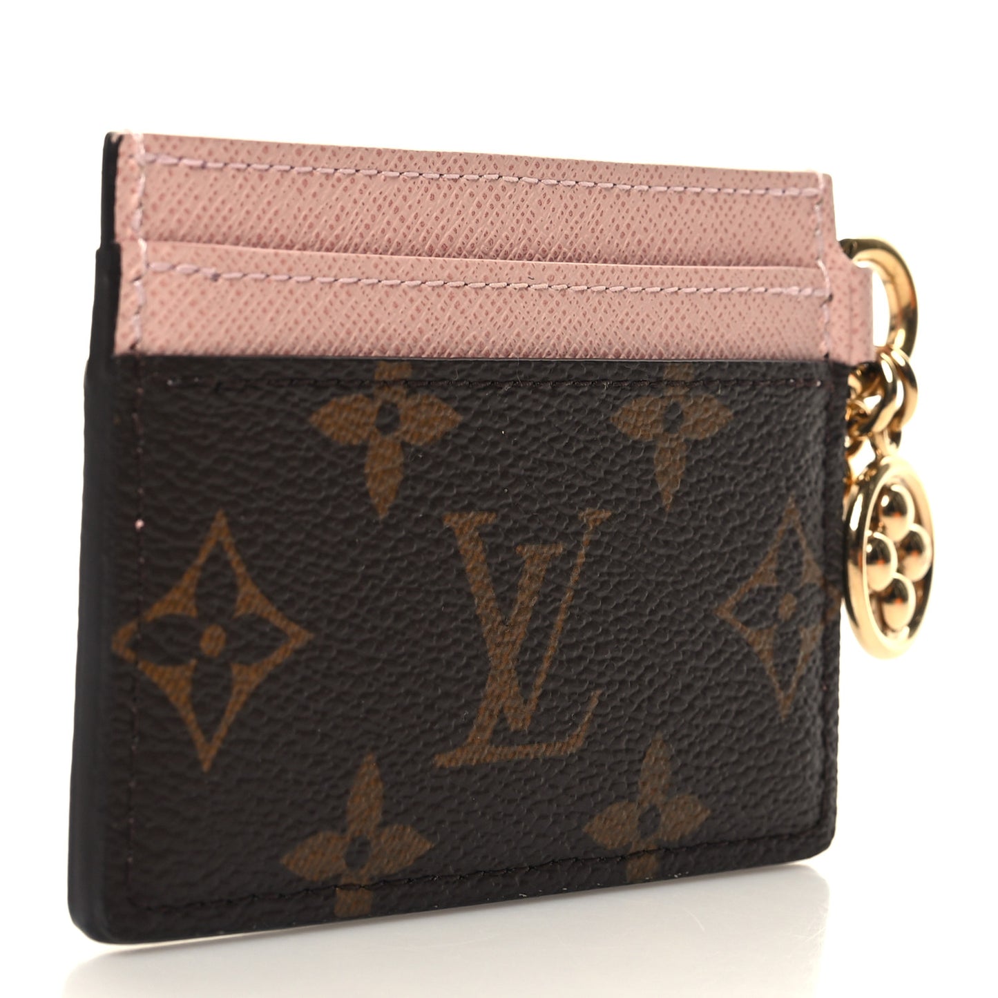 Monogram LV Charms Card Holder Rose Ballerine