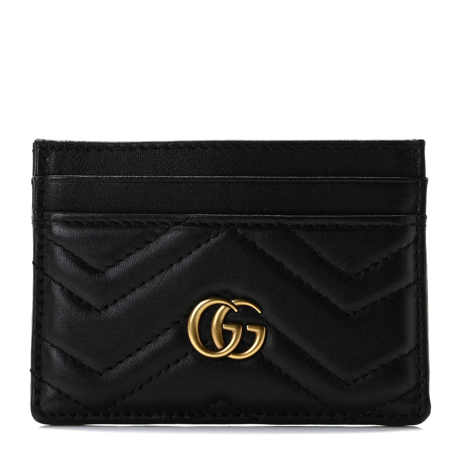 Calfskin Matelasse GG Marmont Card Holder Black