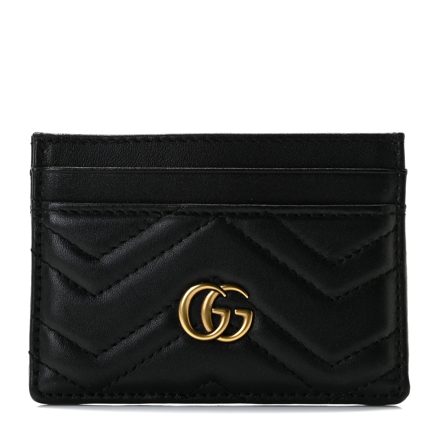 Gucci Calfskin Matelasse GG Marmont Card Holder Black 1 of 6