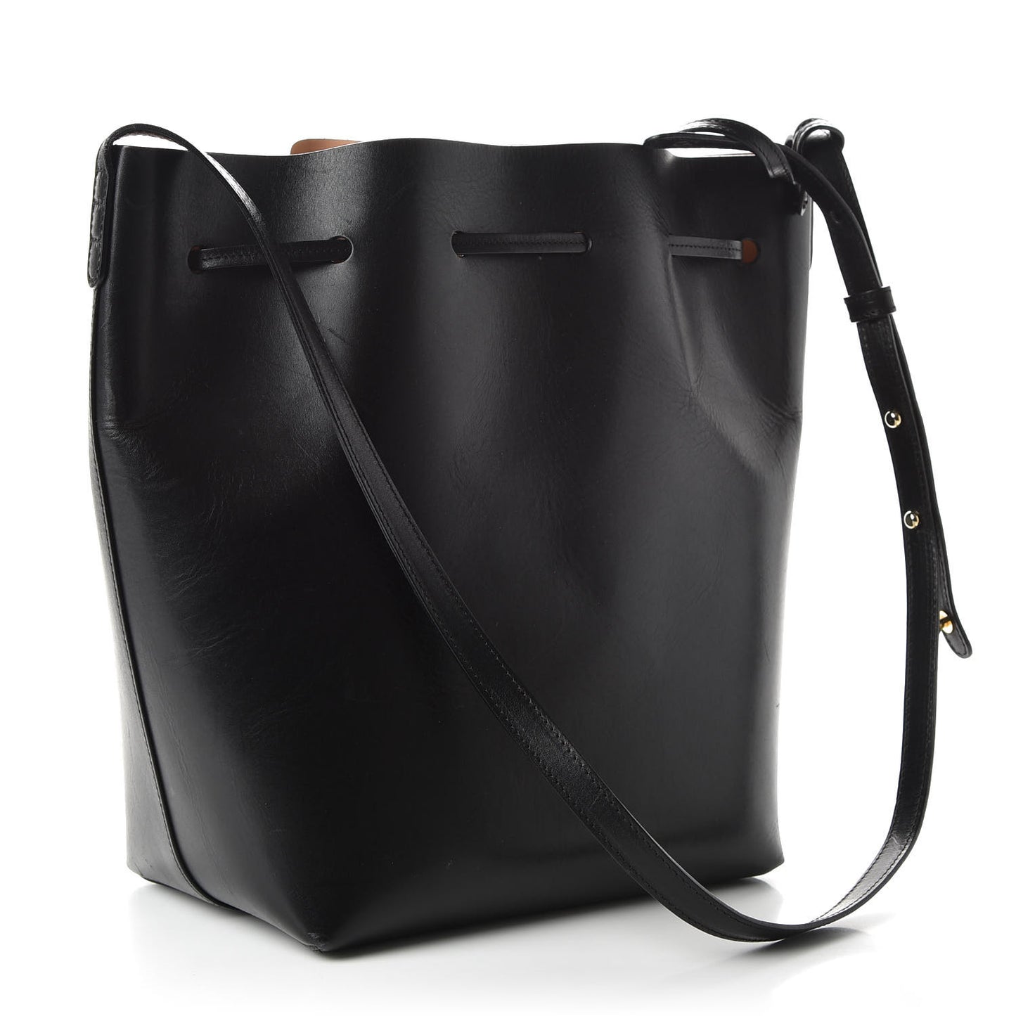 Vegetable Tanned Calfskin Bucket Bag Black Ballerina