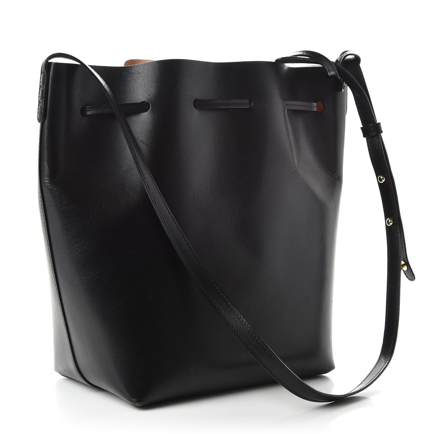 Mansur Gavriel Vegetable Tanned Calfskin Bucket Bag Black Ballerina 3 of 10