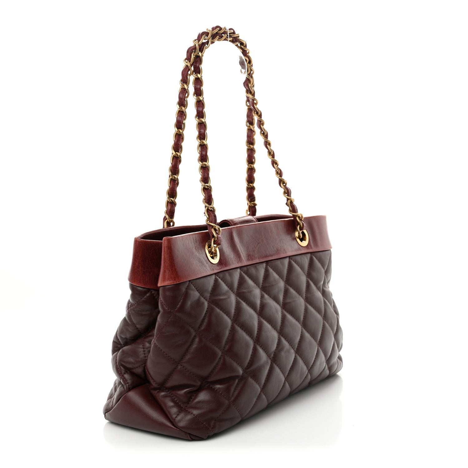 Chanel Calfskin Quilted Medium Soft Elegance Tote Burgundy 3 of 10
