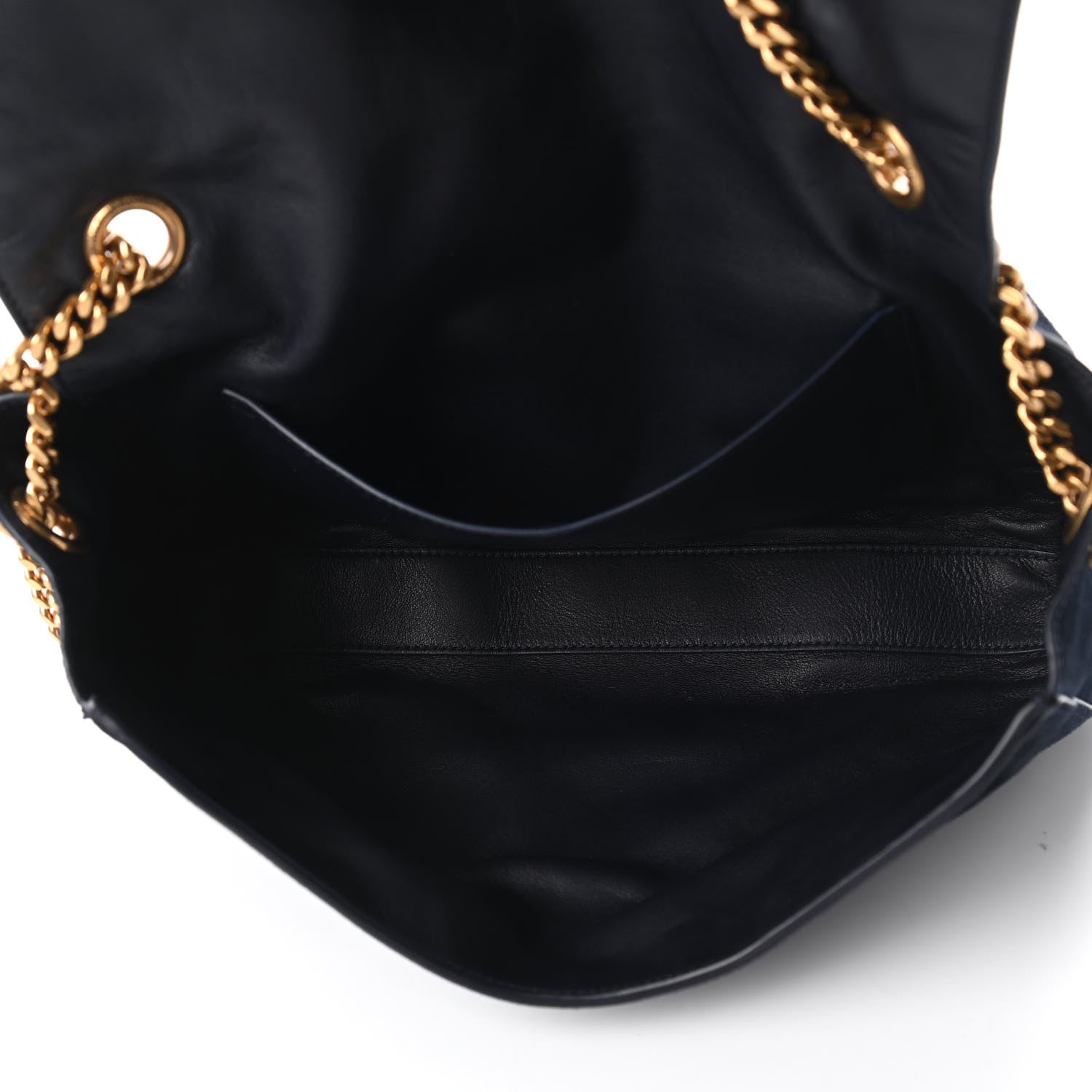 Saint Laurent Smooth Calfskin Suede Medium Reversible Monogram Kate Satchel Navy 14 of 17