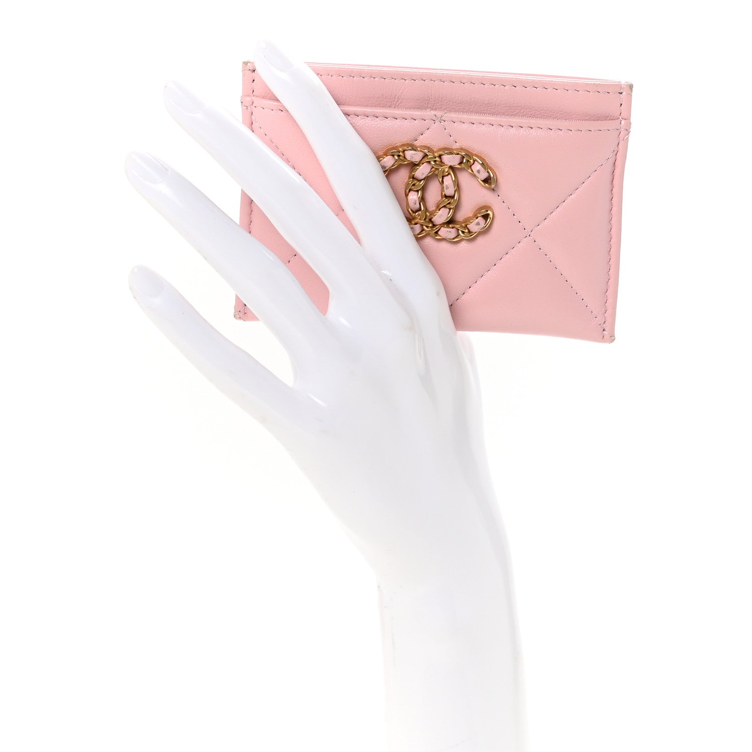 Chanel Lambskin Quilted Chanel 19 Card Holder Light Pink 2 of 9
