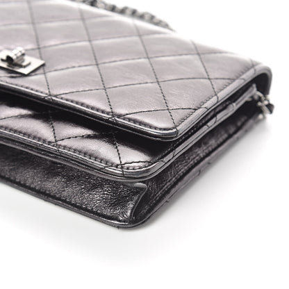 Chanel Glazed Aged Calfskin Reissue Wallet On Chain WOC Black 10 of 11