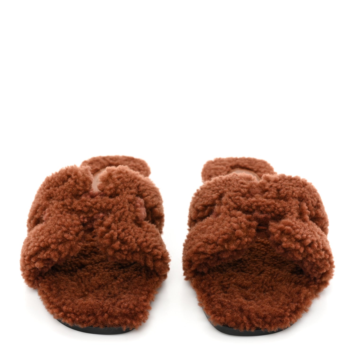 Hermes Woolskin Oran Sandals 36.5 Cognac 2 of 8