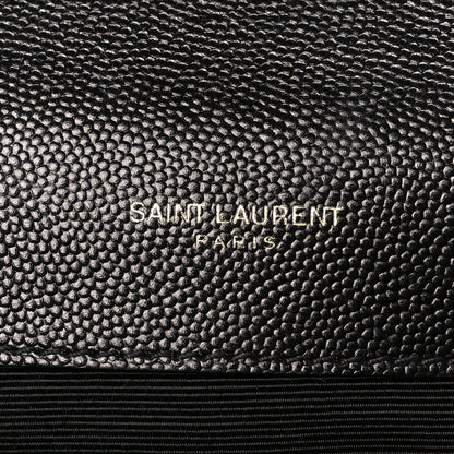Saint Laurent Grain De Poudre Textured Mixed Matelasse Triquilt Medium Monogram Satchel Black 6 of 12