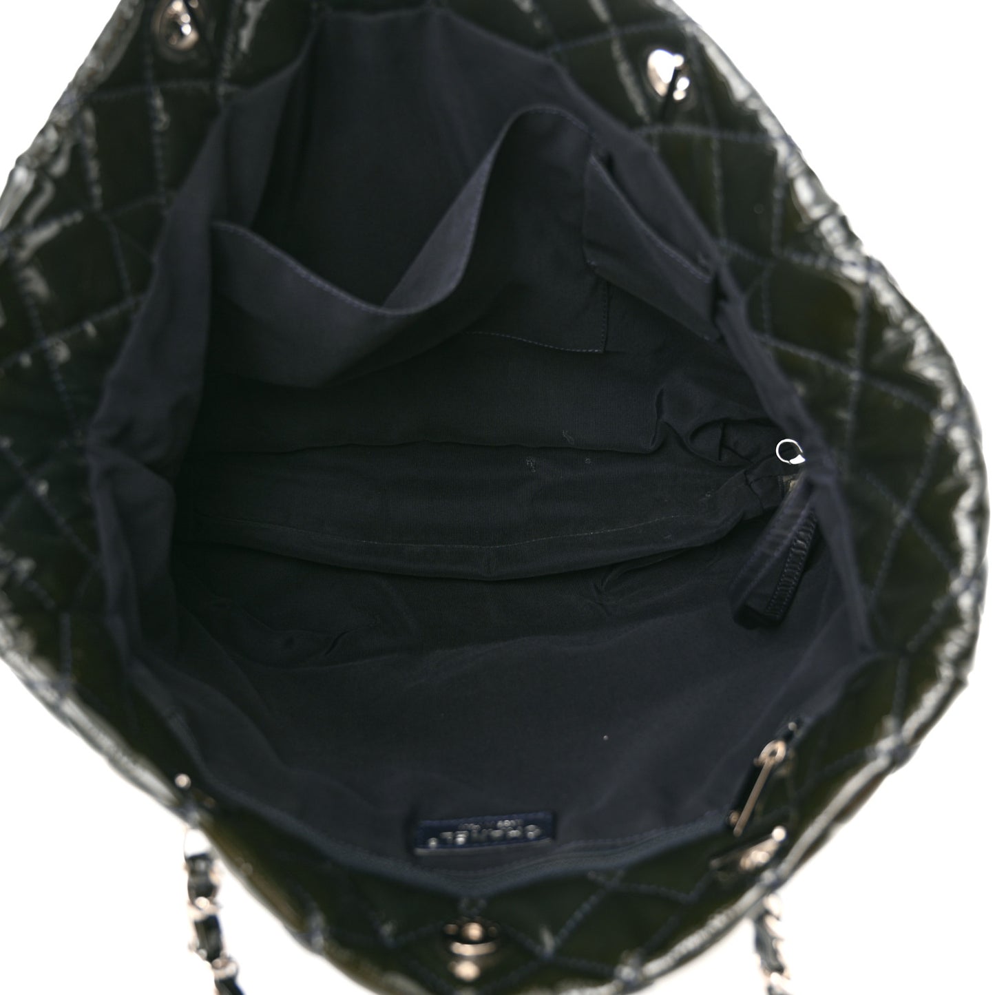 Patent Quilted Chic and Glitter Large Tote Navy Blue