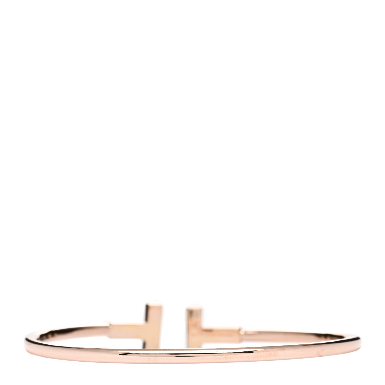 Tiffany 18K Rose Gold Diamond T Wire Bracelet 2 of 3