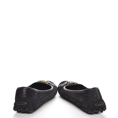 Louis Vuitton Woven Suede Oxford Ballerina Flats 35 Black 6 of 9