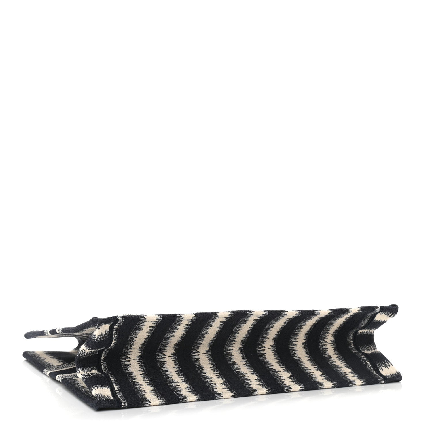 Christian Dior Canvas Embroidered Large Striped Book Tote Navy 4 of 10