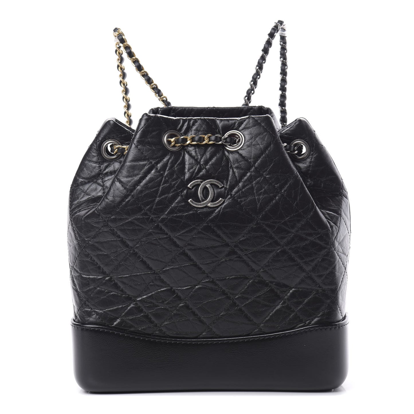 Aged Calfskin Quilted Small Gabrielle Backpack Black