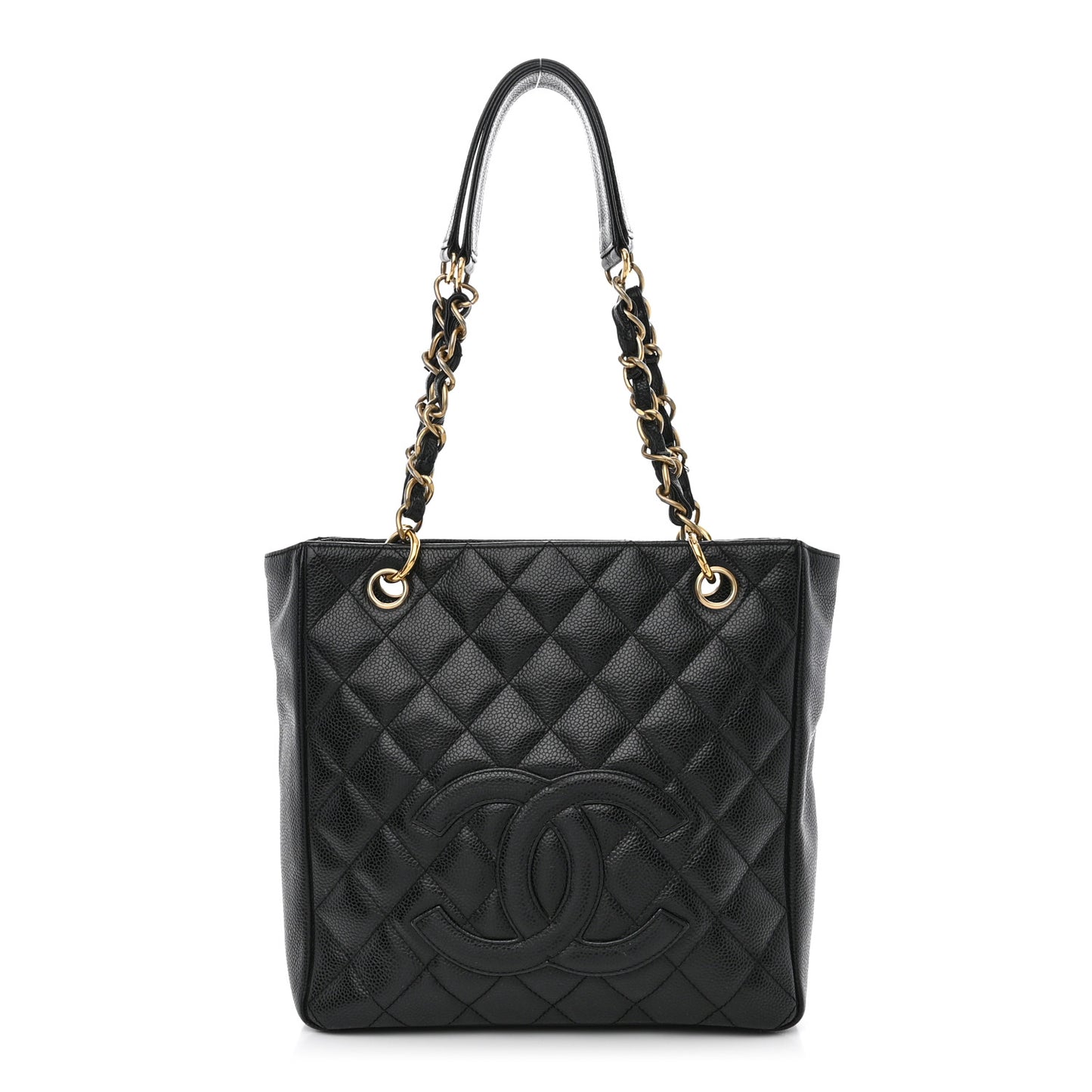 Caviar Quilted Petit Shopping Tote PST Black