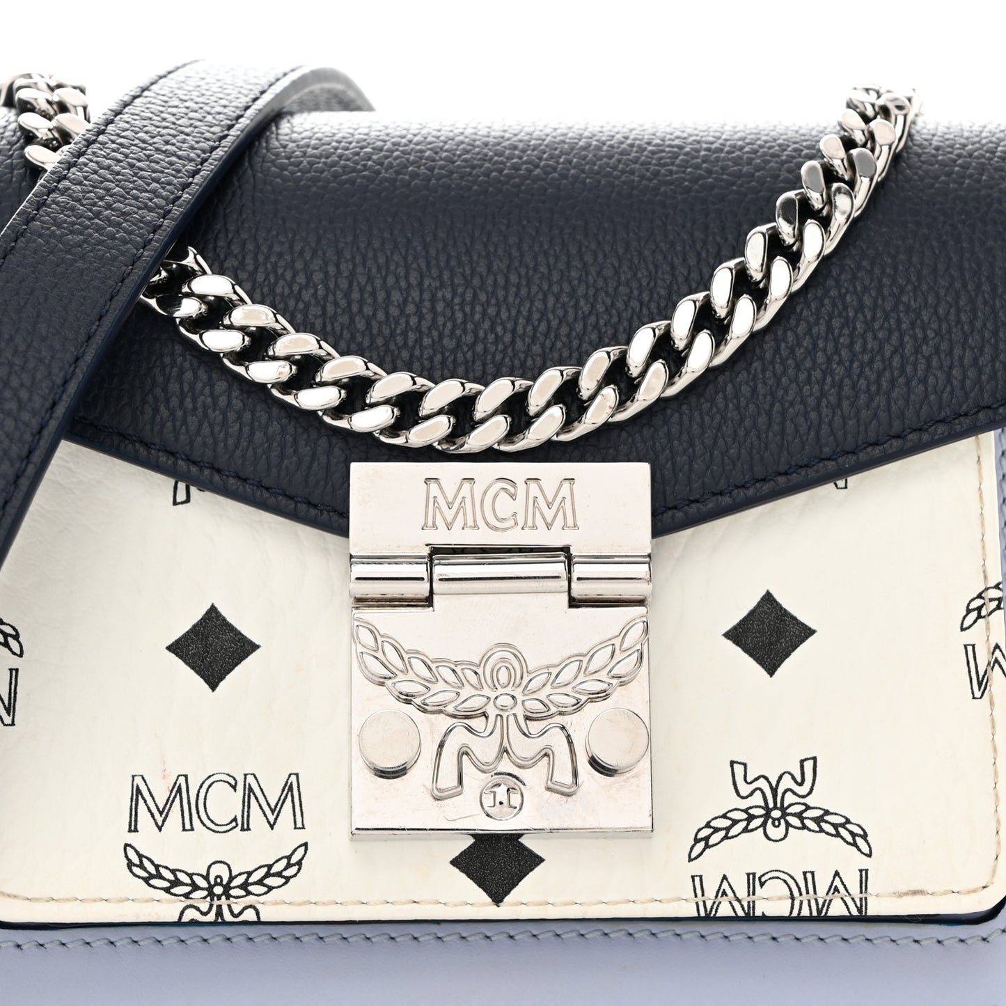 Calfskin Visetos Mini Patricia Crossbody Bag Indigo White
